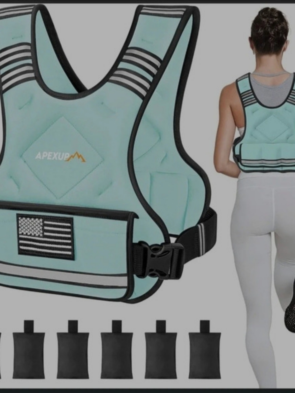 APEXUP Adjustable Weight Vest Green & Black